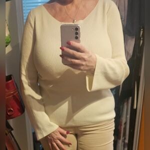 Babaton Cream V-Neck Sweater